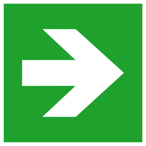 Hinweisschild Richtungspfeil gerade 20 x 20 cm Folie (langnachleuchtend)