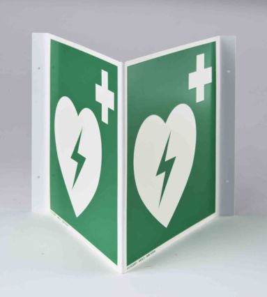 Winkelschild Defibrillator