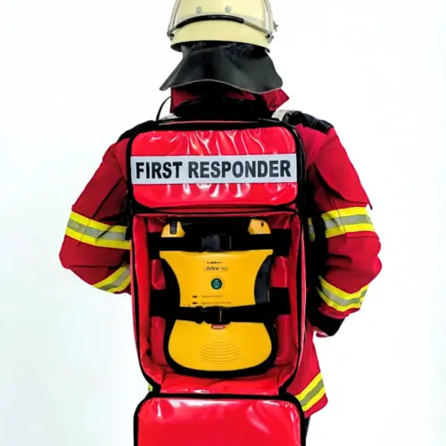 Notfallrucksack inklusive Defibtech Defibrillator als mobile AED-Komplettlösung für Unternehmen und First Responder